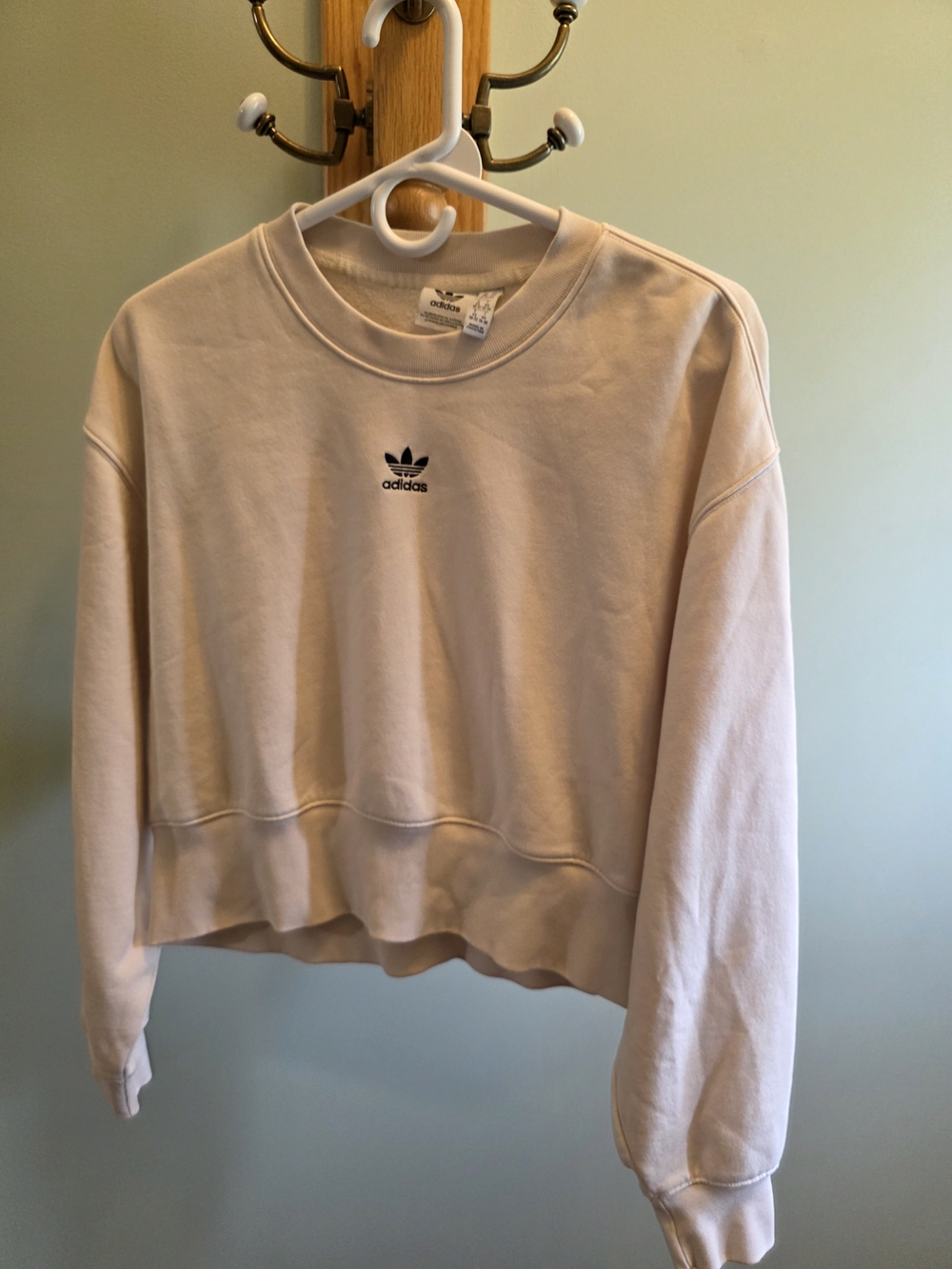 adidas Women’s Pale Cream Cropped Trefoil Sweatshirt